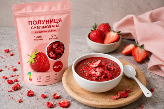 Полуничний чіа-джем із сублімованої полуниці без варіння